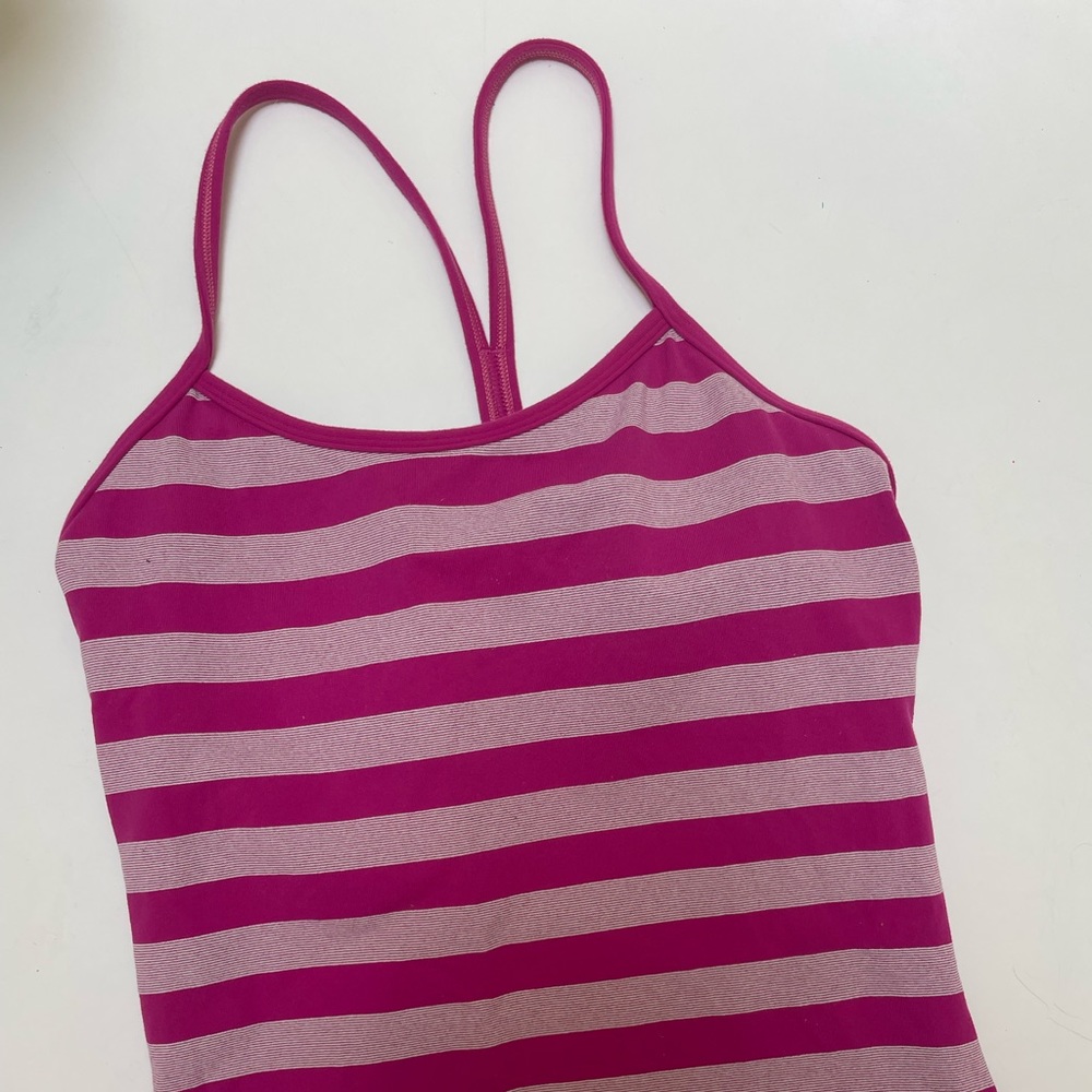 Pink striped lululemon tank